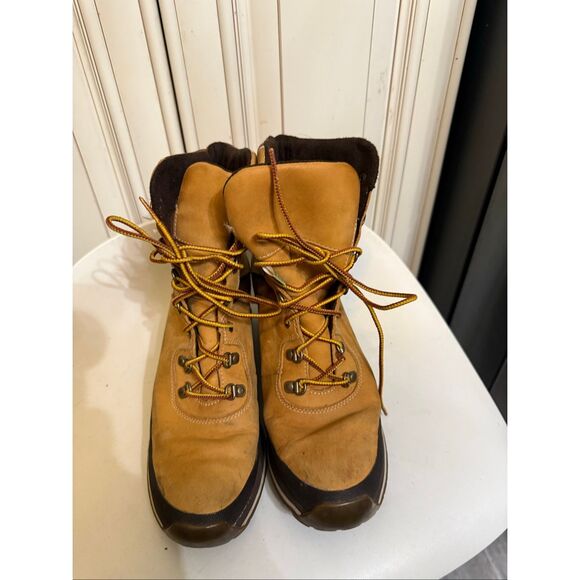 Timberland Women's Canary Leather Lace Up Wedge Ankle Boots Tan Brown Size 8 - Picture 6 of 13